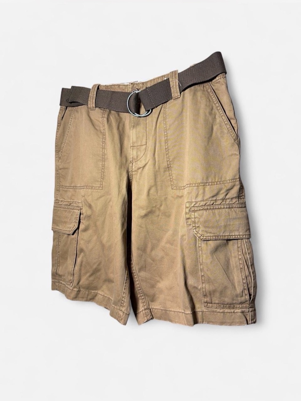 Sears Brown Cargo Shorts with Web D-Ring Belt